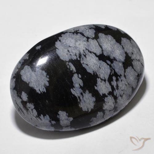 9,17 ctw natürlicher grau-weiß-schwarz Schneeflockenobsidian, Oval, Lichtundurchlässig