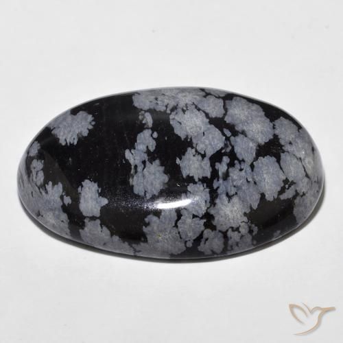 9,17 ctw natürlicher grau-weiß-schwarz Schneeflockenobsidian, Oval, Lichtundurchlässig