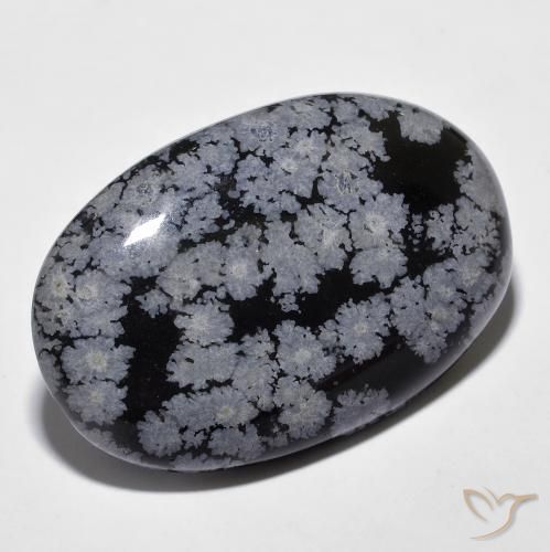 9,17 ctw natürlicher grau-weiß-schwarz Schneeflockenobsidian, Oval, Lichtundurchlässig