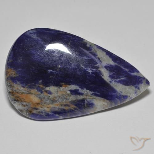 38.50ct Natürlicher violett-blau Sodalith, Birnenform, Lichtundurchlässig
