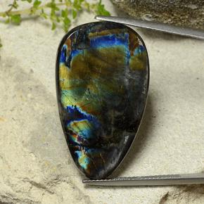 9,17 ctw natürlicher Mehrfarbig Spektrolith, Birnenform, Lichtundurchlässig