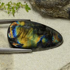 9,17 ctw natürlicher Mehrfarbig Spektrolith, Birnenform, Lichtundurchlässig