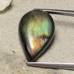 9,17 ctw natürlicher Mehrfarbig Spektrolith, Birnenform, Lichtundurchlässig