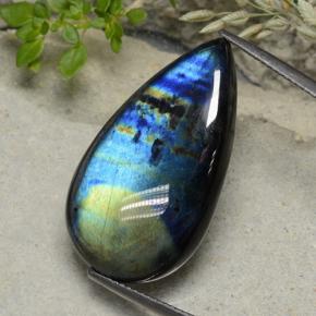 9,17 ctw natürlicher Mehrfarbig Spektrolith, Birnenform, Lichtundurchlässig