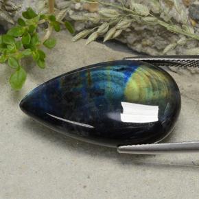 9,17 ctw natürlicher Mehrfarbig Spektrolith, Birnenform, Lichtundurchlässig