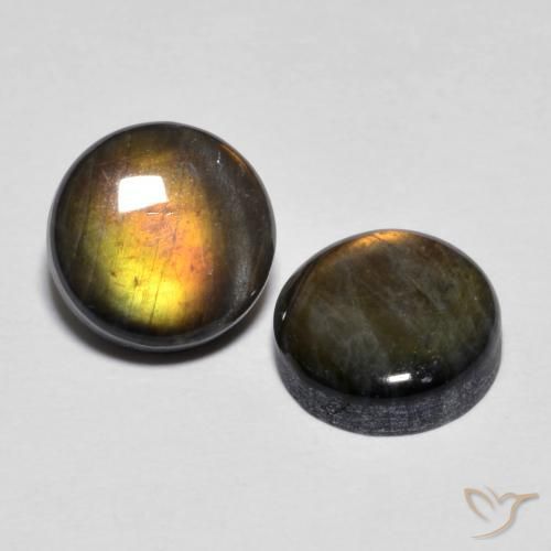 3,77 ct natürliche mehrfarbiger Spektrolith-Edelsteine, Rundschliff, Lichtundurchlässig