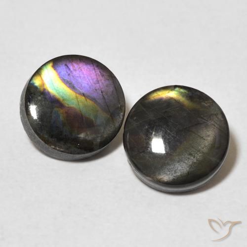 3,38 ct natürliche mehrfarbiger Spektrolith-Edelsteine, Rundschliff, Lichtundurchlässig