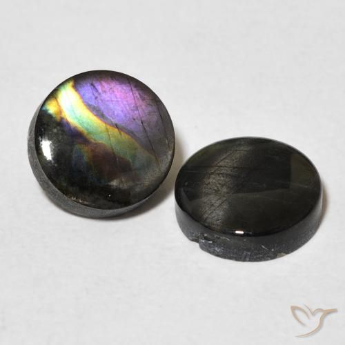 3,38 ct natürliche mehrfarbiger Spektrolith-Edelsteine, Rundschliff, Lichtundurchlässig