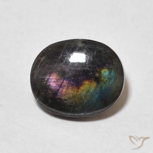 1.96ct Natürlicher Mehrfarbig Spektrolith, Oval, Lichtundurchlässig