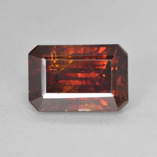 5.04ct Natürlicher rötlich-orange Sphalerit, Smaragdschliff, SI-I1