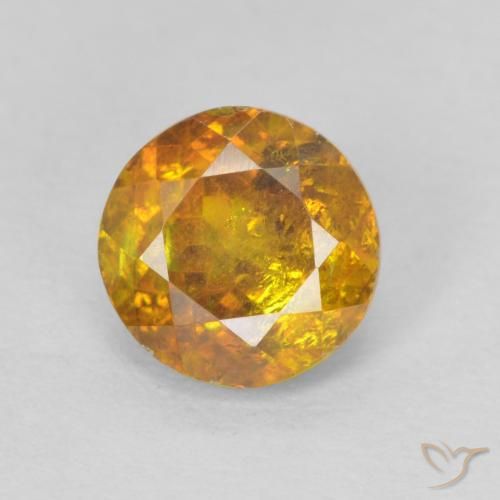1.24ct Natürlicher gold-braun Sphalerit, Runden, SI-I1