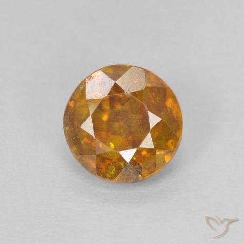 0.59ct Natürlicher Tiefes Orange-Gold Sphalerit, Runden, SI-I1