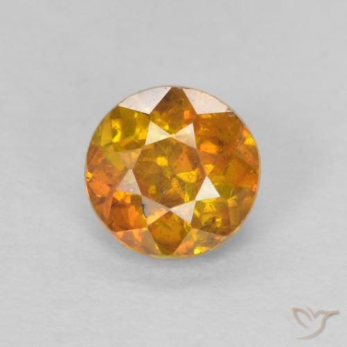 0.71ct Natürlicher Tiefes Orange-Gold Sphalerit, Runden, SI-I1