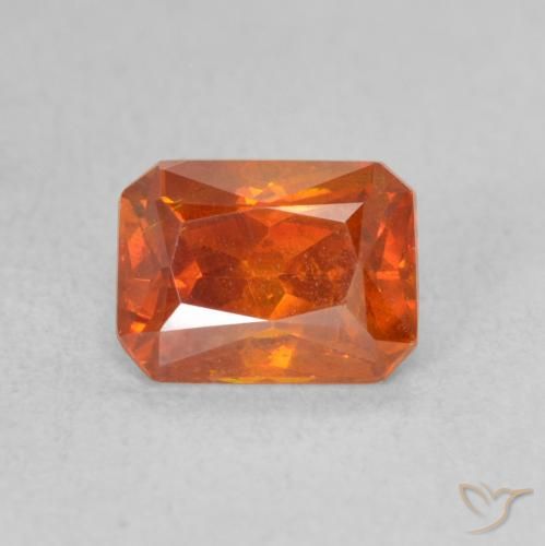 1.40ct Natürlicher Feuerorange Sphalerit, Smaragdschliff, VS-SI