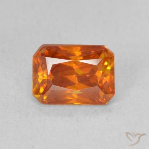 1.60ct Natürlicher Mittelorange Sphalerit, Smaragdschliff, VS-SI