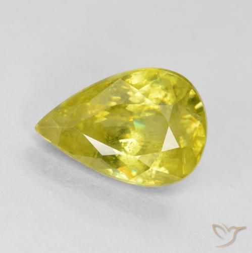1.11ct Natürlicher Cyber-Gelb Sphene, Birnenform, VS-SI