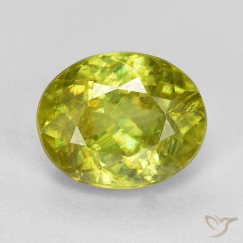 1.74ct Natürlicher grün-gelb Sphene, Oval, SI