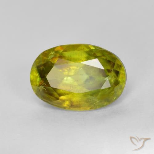 9,17 ctw natürlicher Mittelgelb Sphene, Oval, SI