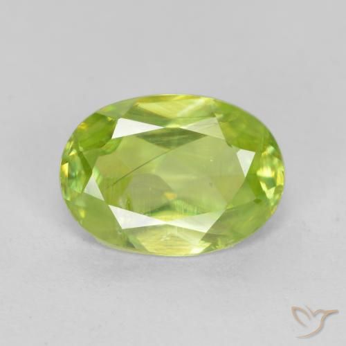 0.98ct Natürlicher Lebendiges Gelbgrün Sphene, Oval, VS-SI