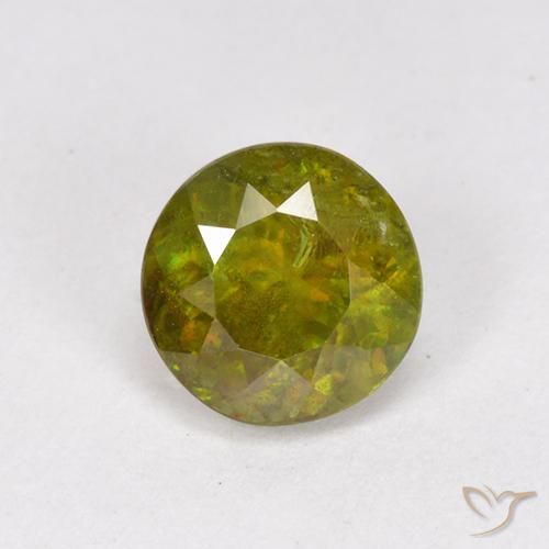0.95ct Natürlicher gelblich-grün Sphene, Runden, VS-SI