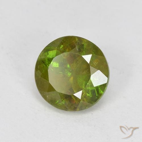0.70ct Natürlicher Erdiges Grün Sphene, Runden, VS-SI
