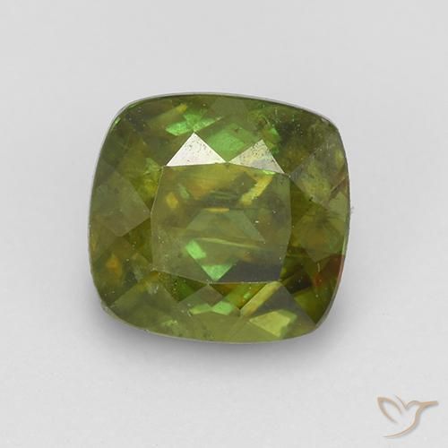 1.11ct Natürlicher Erdiges Grün Sphene, Kissen, VS-SI