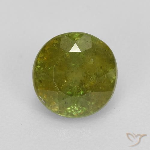 0.90ct Natürlicher Erdiges Grün Sphene, Runden, VS-SI