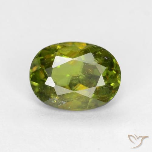 0.65ct Natürlicher Warmes Erdgrün Sphene, Oval, SI