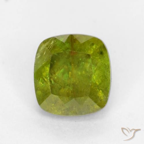 0.68ct Natürlicher Warmes Erdgrün Sphene, Kissen, SI