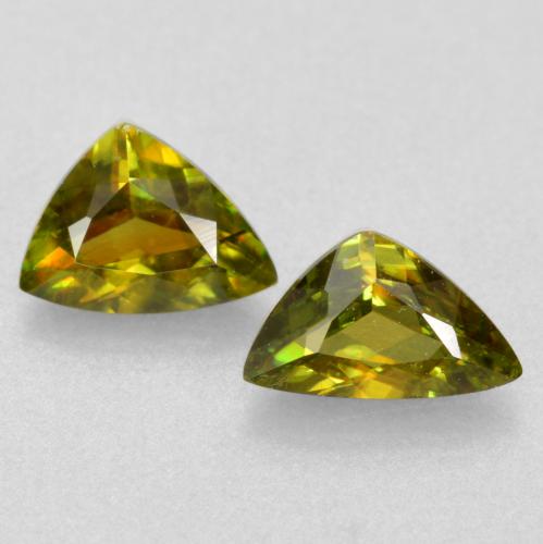0,75 ct natürliche grüner Sphen-Edelsteine, Trillion, VS-SI