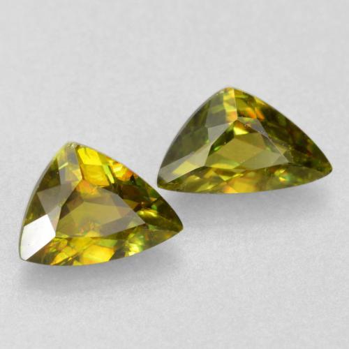 0,75 ct natürliche grüner Sphen-Edelsteine, Trillion, VS-SI