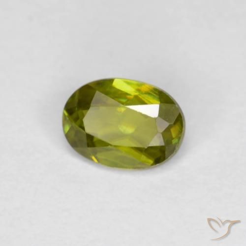 0.40ct Natürlicher Warmes Erdgrün Sphene, Oval, VS