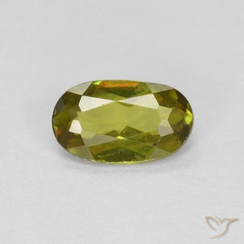 0.34ct Natürlicher Warmes Erdgrün Sphene, Oval, VVS-VS