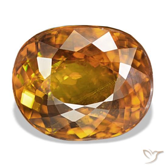7,40 ctw natürlicher orangefarbener Sphen, Oval Schliff, VS