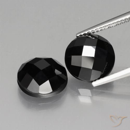 9.78ctw Natürlicher Schwarz Spinell, Runden, Lichtundurchlässig