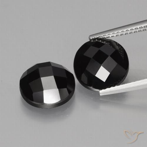 8.96ctw Natürlicher Schwarz Spinell, Runden, Lichtundurchlässig