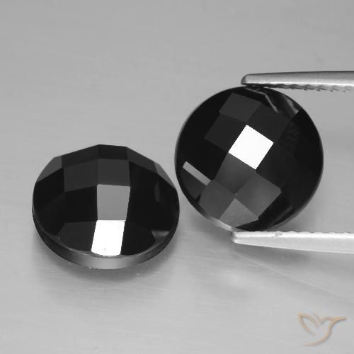 7.11ctw Natürlicher Schwarz Spinell, Runden, Lichtundurchlässig, Photo A