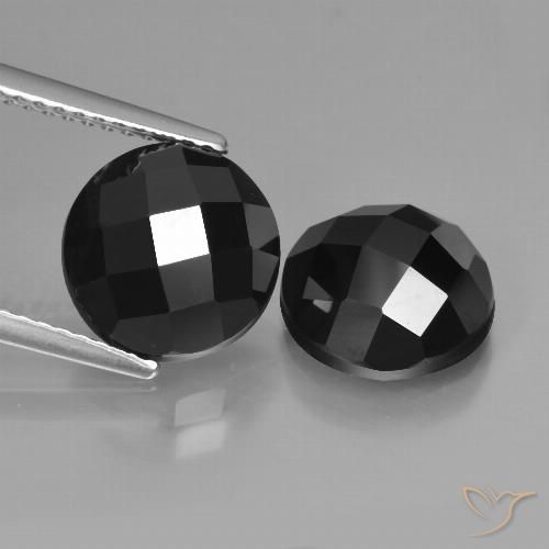 6.72ctw Natürlicher Schwarz Spinell, Runden, Lichtundurchlässig