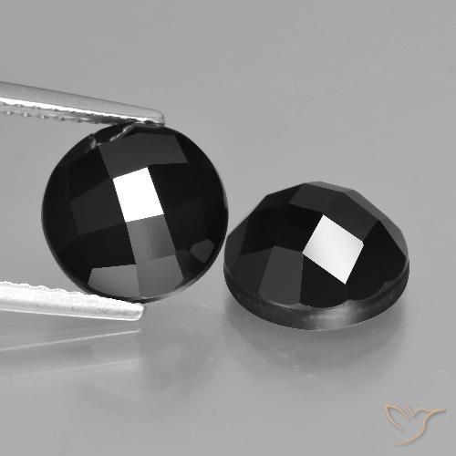 7.57ctw Natürlicher Schwarz Spinell, Runden, Lichtundurchlässig