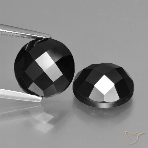 6.56ctw Natürlicher Schwarz Spinell, Runden, Lichtundurchlässig