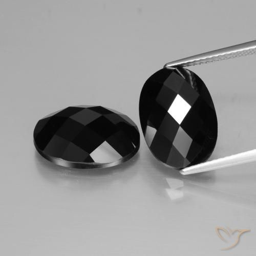 15.01ctw Natürlicher Schwarz Spinell, Oval, Lichtundurchlässig