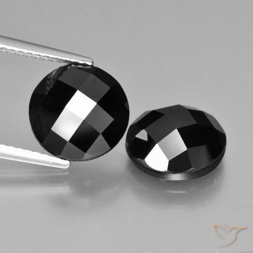 7.94ctw Natürlicher Schwarz Spinell, Runden, Lichtundurchlässig