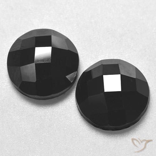 6.96ctw Natürlicher Schwarz Spinell, Runden, Lichtundurchlässig, Photo A