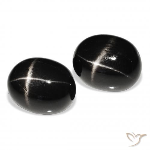 9.78 ct natürliche Schwarz Sterndiopsid-Edelsteine, Oval, Lichtundurchlässig