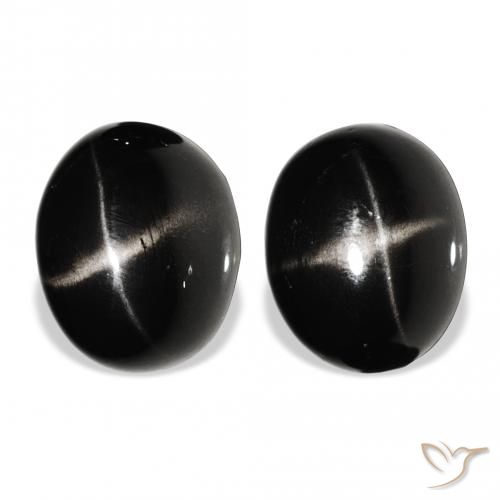 8.10ctw Natürlicher Schwarz Sterndiopsid, Oval, Lichtundurchlässig