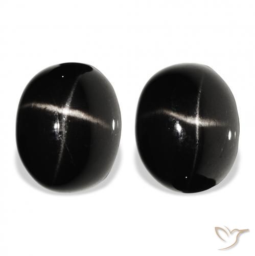 10.09ctw Schwarz Sterndiopsid, Oval, Lichtundurchlässig
