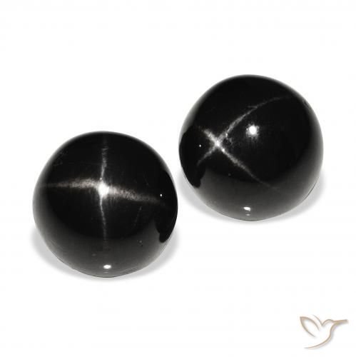 6.77 ct natürliche Schwarz Sterndiopsid-Edelsteine, Runden, Lichtundurchlässig