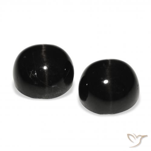 6.77 ct natürliche Schwarz Sterndiopsid-Edelsteine, Runden, Lichtundurchlässig