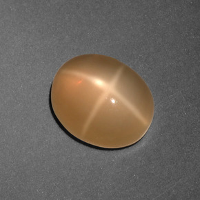 3,01 ctw natürlicher orangefarbener Stern-Mondstein, Oval Schliff, Lichtdurchlässig