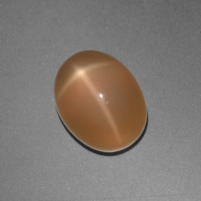 3,05 ctw natürlicher orangefarbener Stern-Mondstein, Oval Schliff, Lichtdurchlässig